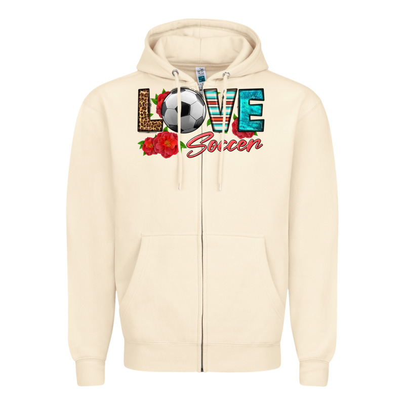 Love Soccer Zipper Hoodie by HRA Design Shop | Teevron