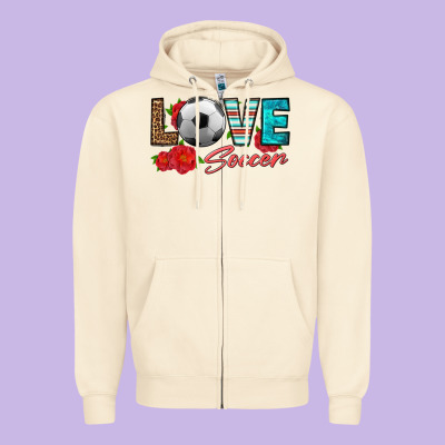 Love Soccer Zipper Hoodie Designed By Hra Design Shop