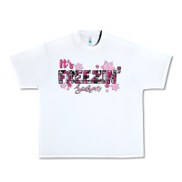 White It's Freezin Season Pink Christmas Urban Heavy Tee - RanaPortraitStore
