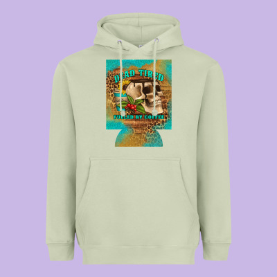 Dead Tired Fueled By Coffee 12 Oz Can Cooler (regular) Heavyweight Hoodie Designed By Artiststas