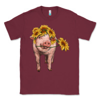 Burgundy pig with sunflowers Classic Tee - RanaPortraitStore