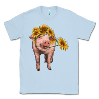 Dusty Blue pig with sunflowers Classic Tee - RanaPortraitStore