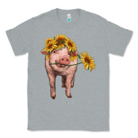 Heather Grey pig with sunflowers Classic Tee - RanaPortraitStore