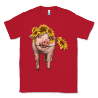 Red pig with sunflowers Classic Tee - RanaPortraitStore