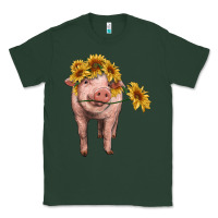 Sports Green pig with sunflowers Classic Tee - RanaPortraitStore