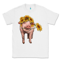 White pig with sunflowers Classic Tee - RanaPortraitStore