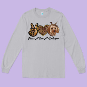 Peace Love Cockapoo Long Sleeve Tee Designed By Ranaportraitstore