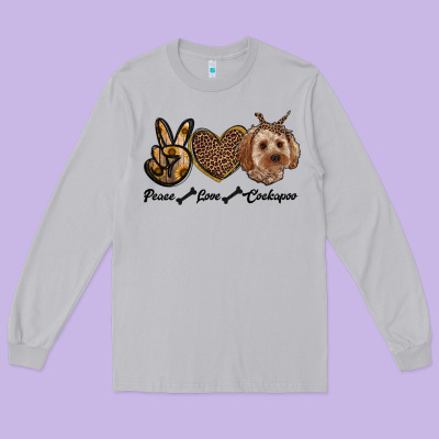 Peace Love Cockapoo Long Sleeve Tee Designed By Ranaportraitstore