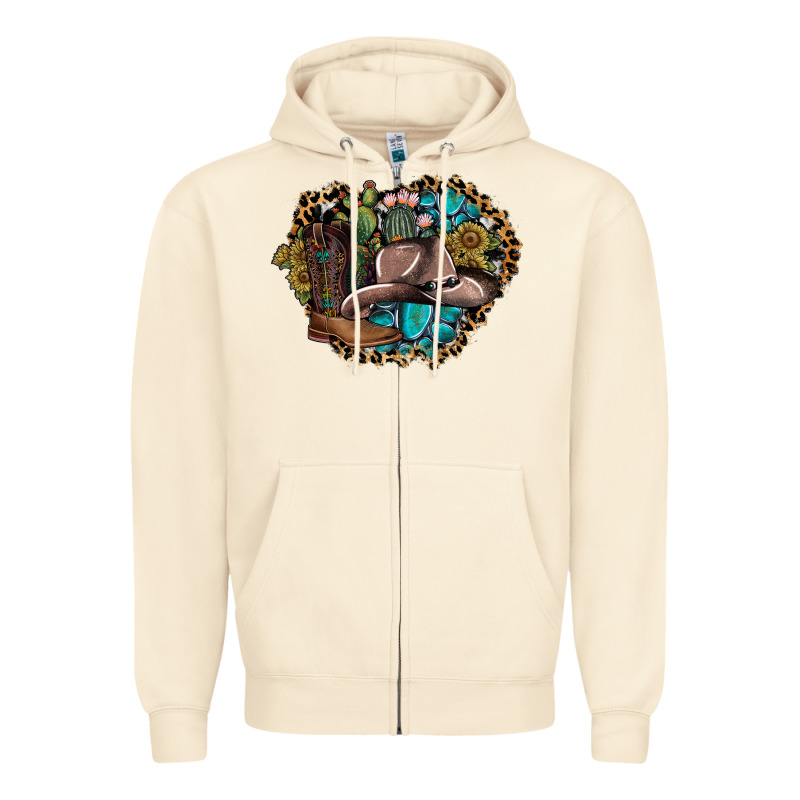 Western Design Zipper Hoodie by SublimationCraftShop | Teevron