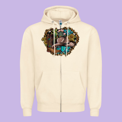 Western Design Zipper Hoodie Designed By Sublimationcraftshop