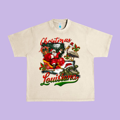 Louisiana Christmas With  Afro Santa Urban Heavy Tee Designed By Barkaloodesign