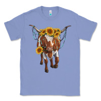 Colony Blue longhorn cow with sunflowers Classic Tee - RanaPortraitStore