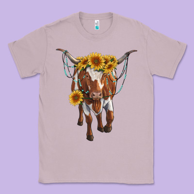 Longhorn Cow With Sunflowers Classic Tee Designed By Ranaportraitstore