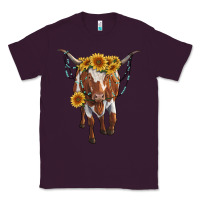 Plum longhorn cow with sunflowers Classic Tee - RanaPortraitStore