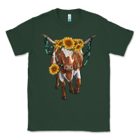 Sports Green longhorn cow with sunflowers Classic Tee - RanaPortraitStore