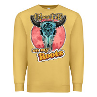 Antique Gold blame it all on my roots bull skull black Premium Sweatshirt - JahusDesignShop