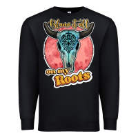 Black blame it all on my roots bull skull black Premium Sweatshirt - JahusDesignShop