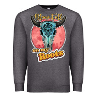Charcoal Heather blame it all on my roots bull skull black Premium Sweatshirt - JahusDesignShop
