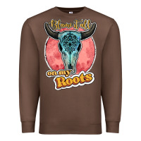 Chestnut blame it all on my roots bull skull black Premium Sweatshirt - JahusDesignShop
