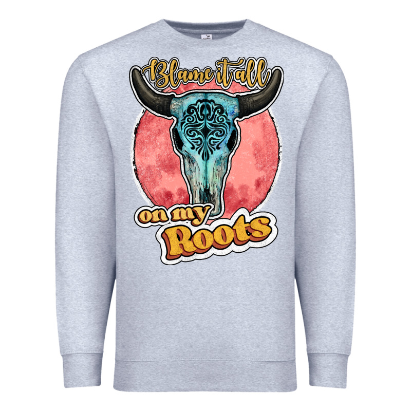 Blame It All On My Roots Bull Skull Black Premium Sweatshirt by JahusDesignShop | Teevron