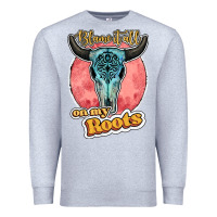 Heather Grey blame it all on my roots bull skull black Premium Sweatshirt - JahusDesignShop