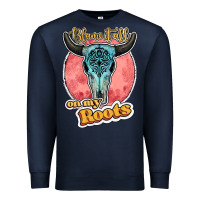 Navy blame it all on my roots bull skull black Premium Sweatshirt - JahusDesignShop