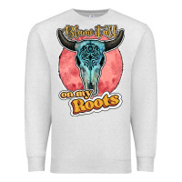 Oatmeal Heather blame it all on my roots bull skull black Premium Sweatshirt - JahusDesignShop
