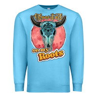Ocean Blue blame it all on my roots bull skull black Premium Sweatshirt - JahusDesignShop