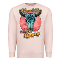 Pale Pink blame it all on my roots bull skull black Premium Sweatshirt - JahusDesignShop