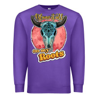 Purple blame it all on my roots bull skull black Premium Sweatshirt - JahusDesignShop
