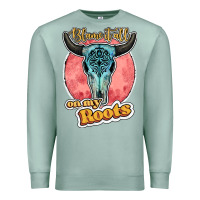 Seafoam blame it all on my roots bull skull black Premium Sweatshirt - JahusDesignShop