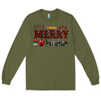 Army Green one merry teacher Long Sleeve Tee - RanaPortraitStore