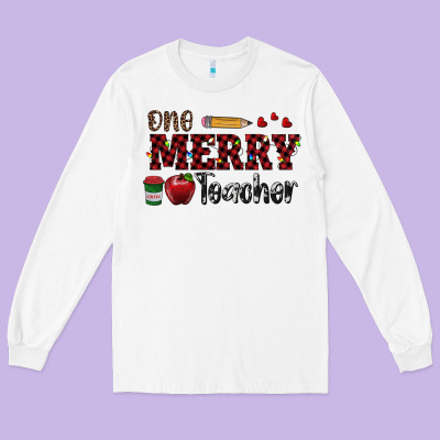 One Merry Teacher Long Sleeve Tee Designed By Ranaportraitstore