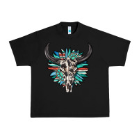 Black western bull skull with sunflower and gemstone Urban Heavy Tee - texasbilliewilder