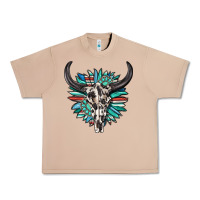 Burro western bull skull with sunflower and gemstone Urban Heavy Tee - texasbilliewilder