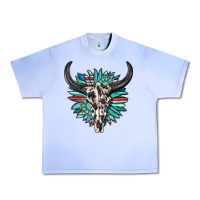 Grape Ice western bull skull with sunflower and gemstone Urban Heavy Tee - texasbilliewilder