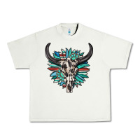 Pistachio western bull skull with sunflower and gemstone Urban Heavy Tee - texasbilliewilder