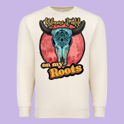 Blame It All On My Roots White Premium Sweatshirt Designed By Jahusdesignshop