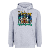 Heather Grey Christmas church and snow   ı love my church family Heavyweight Hoodie - AdoDesignShop