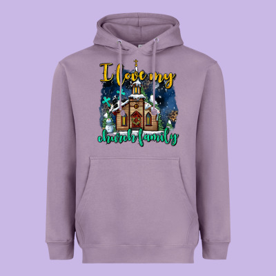 Christmas Church And Snow   ı Love My Church Family Heavyweight Hoodie Designed By Adodesignshop