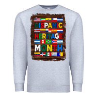 Heather Grey hispanic haritage month flags with background Premium Sweatshirt - BundleAndBundleShop