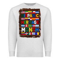 Oatmeal Heather hispanic haritage month flags with background Premium Sweatshirt - BundleAndBundleShop