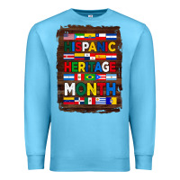 Ocean Blue hispanic haritage month flags with background Premium Sweatshirt - BundleAndBundleShop