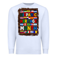 White hispanic haritage month flags with background Premium Sweatshirt - BundleAndBundleShop