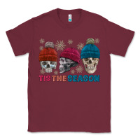 Burgundy tis the season skull winter Classic Tee - FaDigitalArtStudio