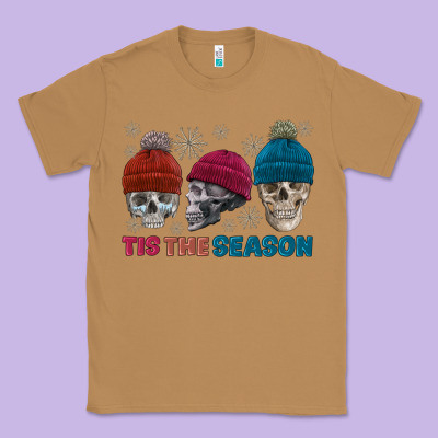 Tis The Season Skull Winter Classic Tee Designed By Fadigitalartstudio