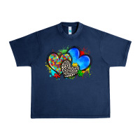 Navy autism hearts Urban Heavy Tee - Zillion Design Studio