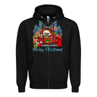 Black merry christmas gnomes truck Zipper Hoodie - FaDigitalArtStudio