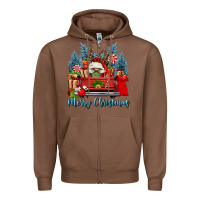 Chestnut merry christmas gnomes truck Zipper Hoodie - FaDigitalArtStudio