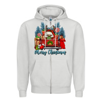 Dove Grey merry christmas gnomes truck Zipper Hoodie - FaDigitalArtStudio